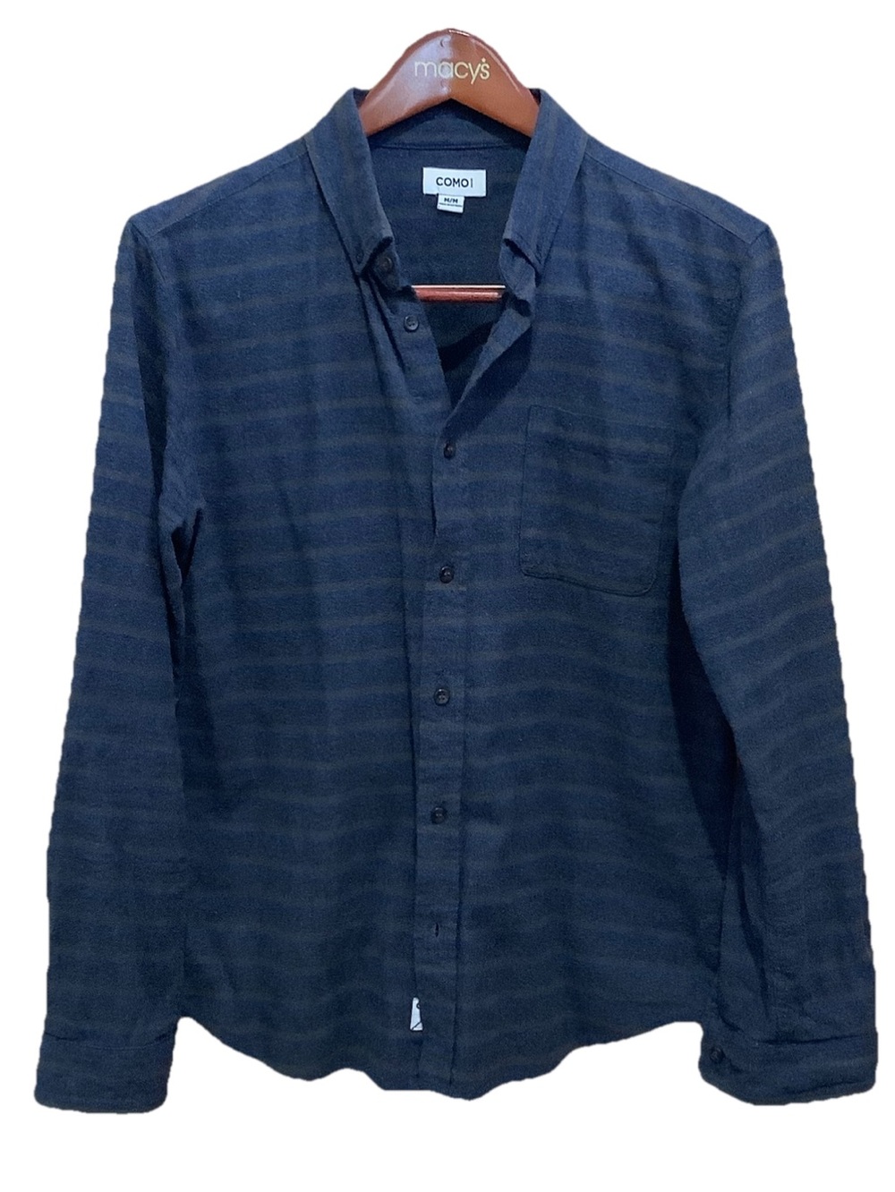 COMO Men's Striped Long-Sleeve Button-Down Shirt Medium